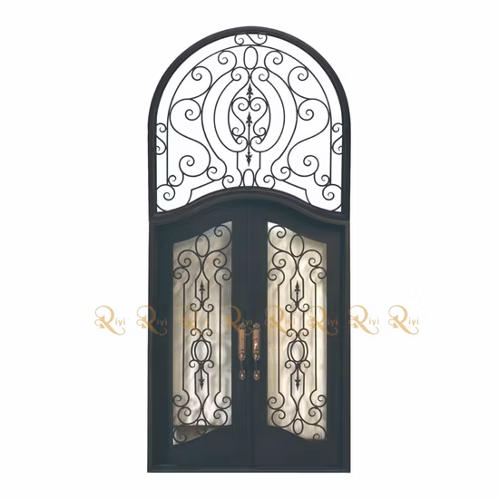 Hurrikansichere, sturmbeständige Vordertüren aus schmiedeeisernem Glas, schwere Eingangstür aus kugelsicherem Glas für den Außenbereich